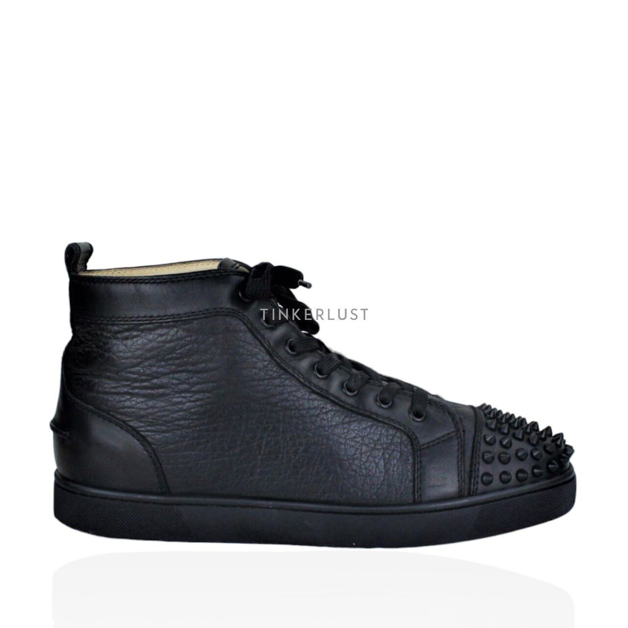 sepatu sneakers Christian Louboutin Louis Spikes Leather Black Sneakers Tinkerlust